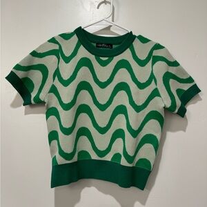 Green Sweater Short Sleeve Top